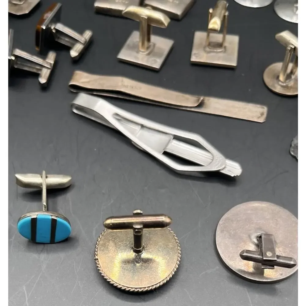 Sterling Silver Cufflinks Lot Vintage Taxco Siam Other Single Craft Scrap AS IS